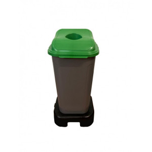 SFR-040-031-1 TELKAR Контейнер для раздельного сбора мусора с крышкой и подставкой на колесах 40 л. Серый, крышка зеленая