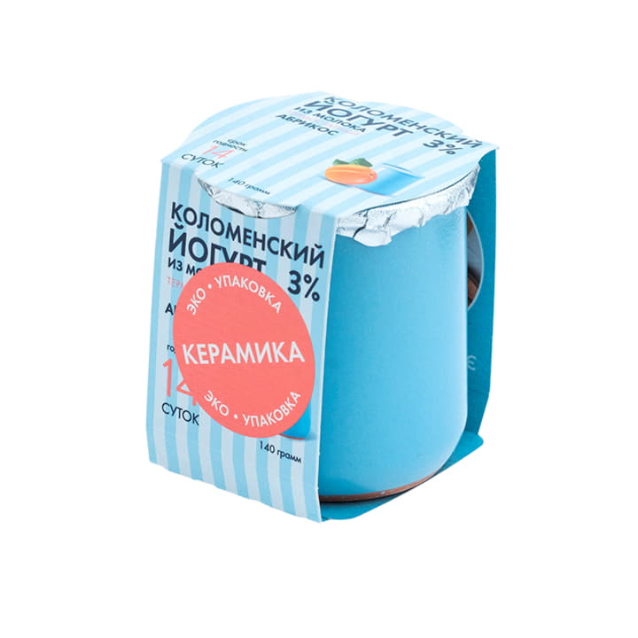 Йогурт Коломенский Абрикос 3% Коломенское молоко 140 г БЗМЖ Santreyd 12262 - Вид №1