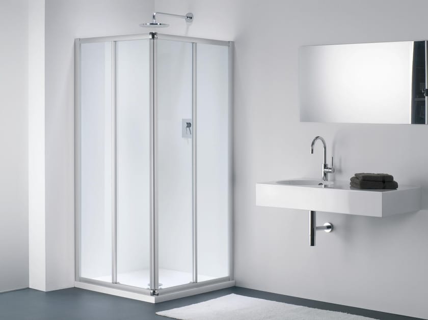 Стеклянная угловая душевая кабина с раздвижной дверью Provex Industrie ARCH-00002104