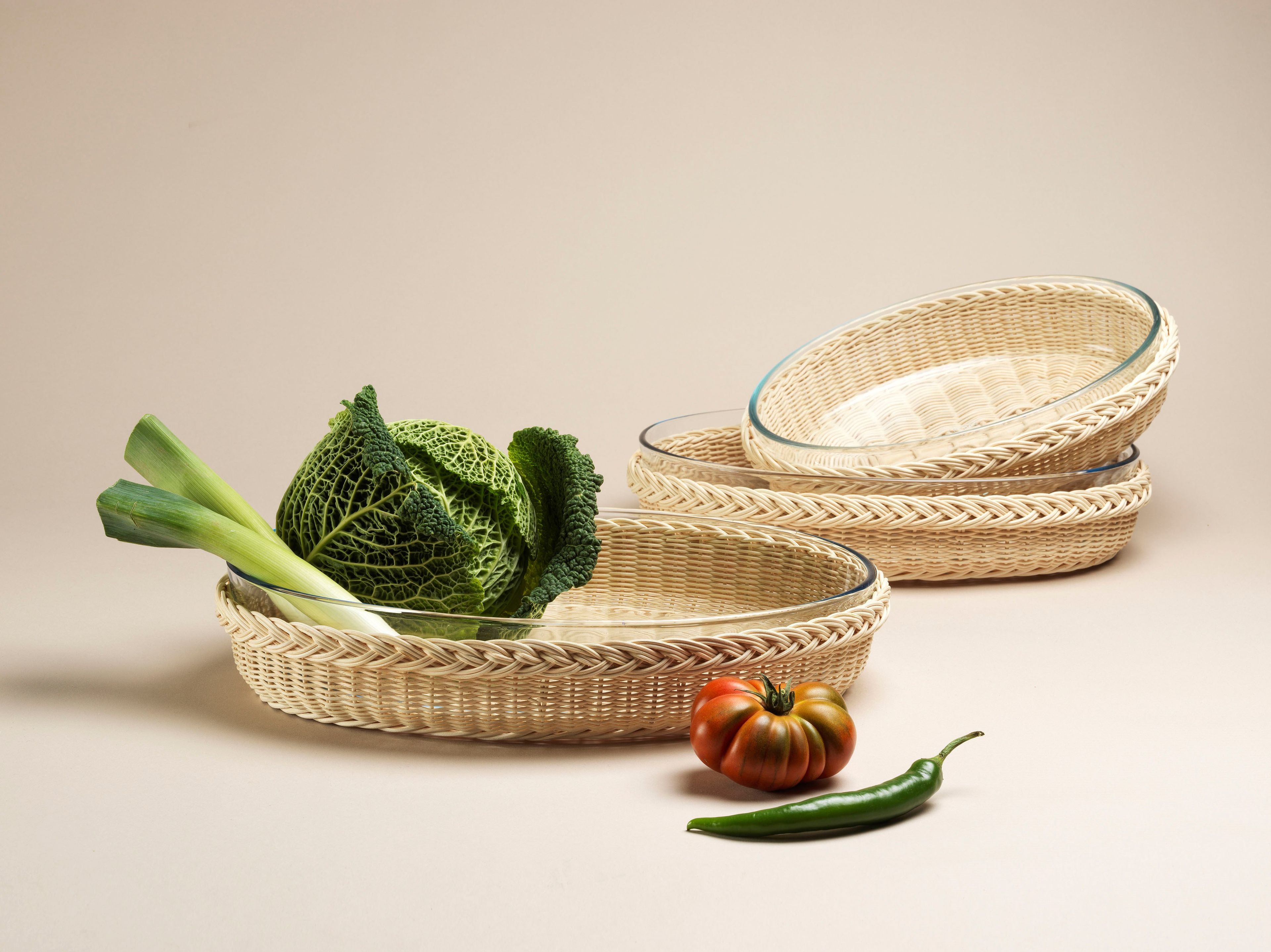 Корзина из медуллина со стеклянной жаростойкой из пирекса Mila Maurizi Mise en Place ARCH-00023900 - Вид №1