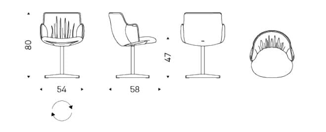Кожаный поворотный мягкий стул Cattelan italia Rihanna ARCH-00134746 - Вид №2