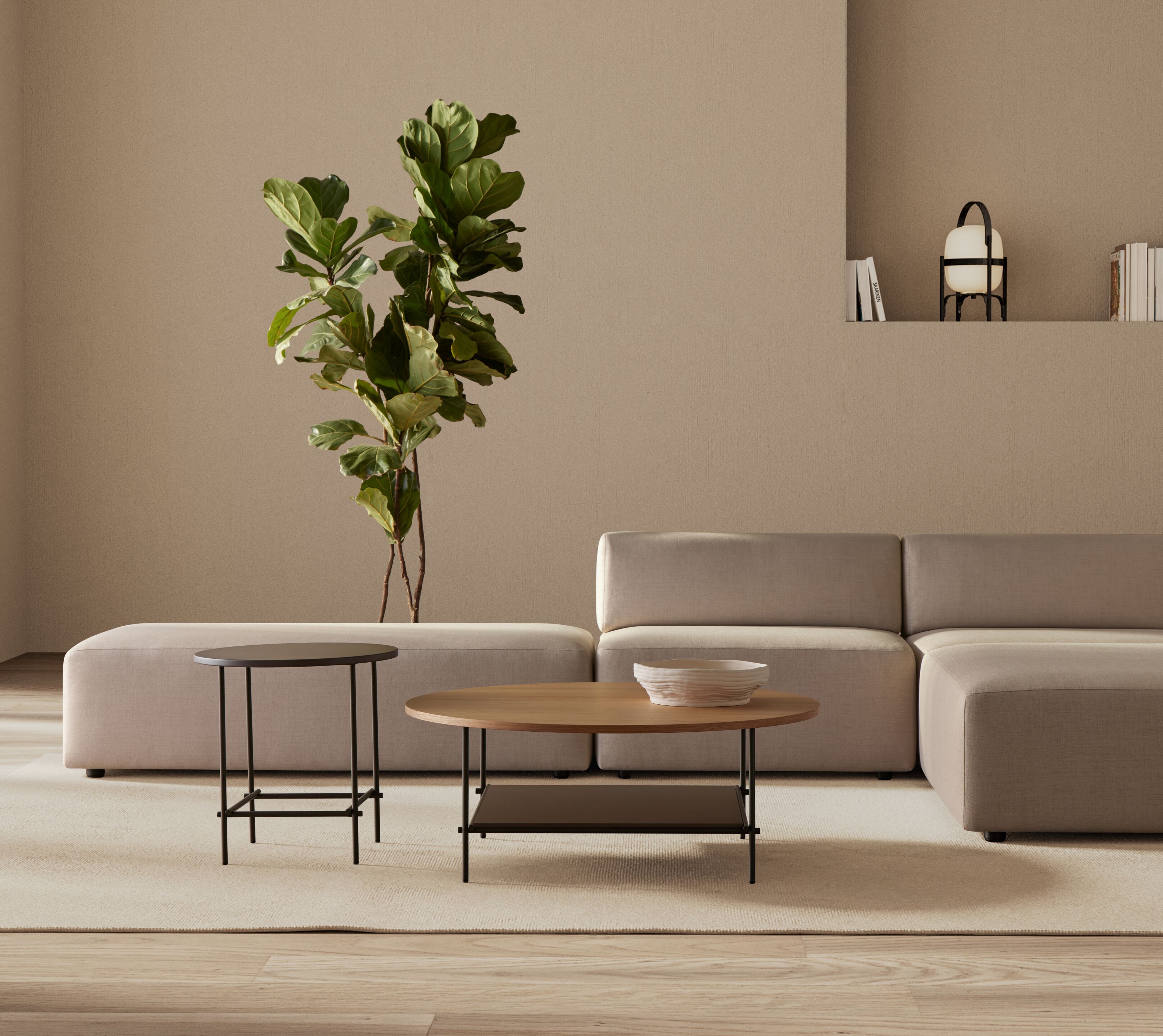 Высокий металлический круглый журнальный столик с деревянной столешницей INCLASS Nuc ARCH-00110689 - Вид №5