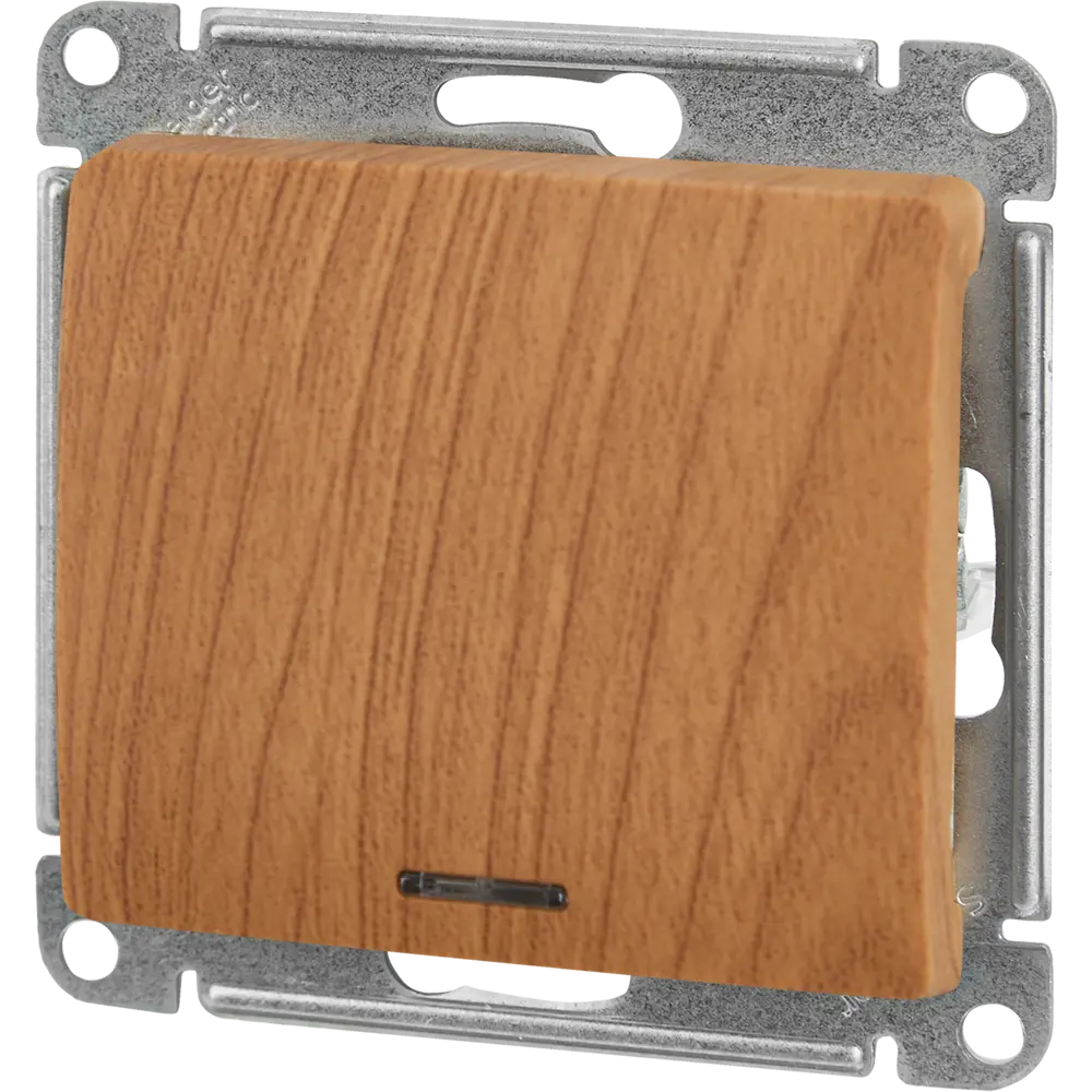 Выключатель проходной встраиваемый Systeme Electric Glossa 1 клавиша с подсветкой цвет дуб STLM-2185652