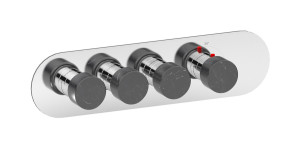 EUA322OSNMR_2 Комплект наружных частей термостата на 3 потребителей - горизонтальная овальная панель с ручками Marmo IB Aqua - 3 потребителя