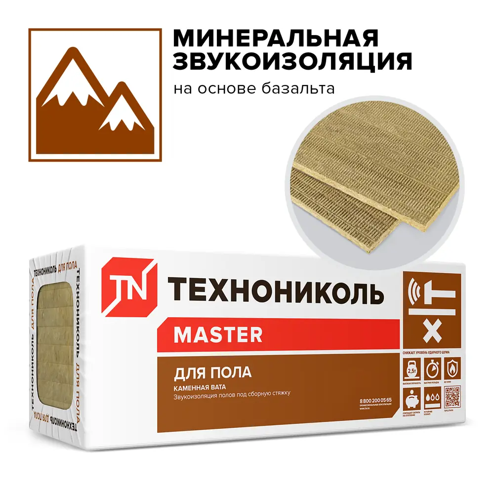 Звукоизоляция Технониколь для пола 30 мм 8 шт 600x1200 мм 5.76 м² STLM-2002869 - Вид №1