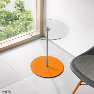 BT400G-BPO Приставной столик со стеклянной полкой, высота 40 см, основание: оранжевое. PHOS