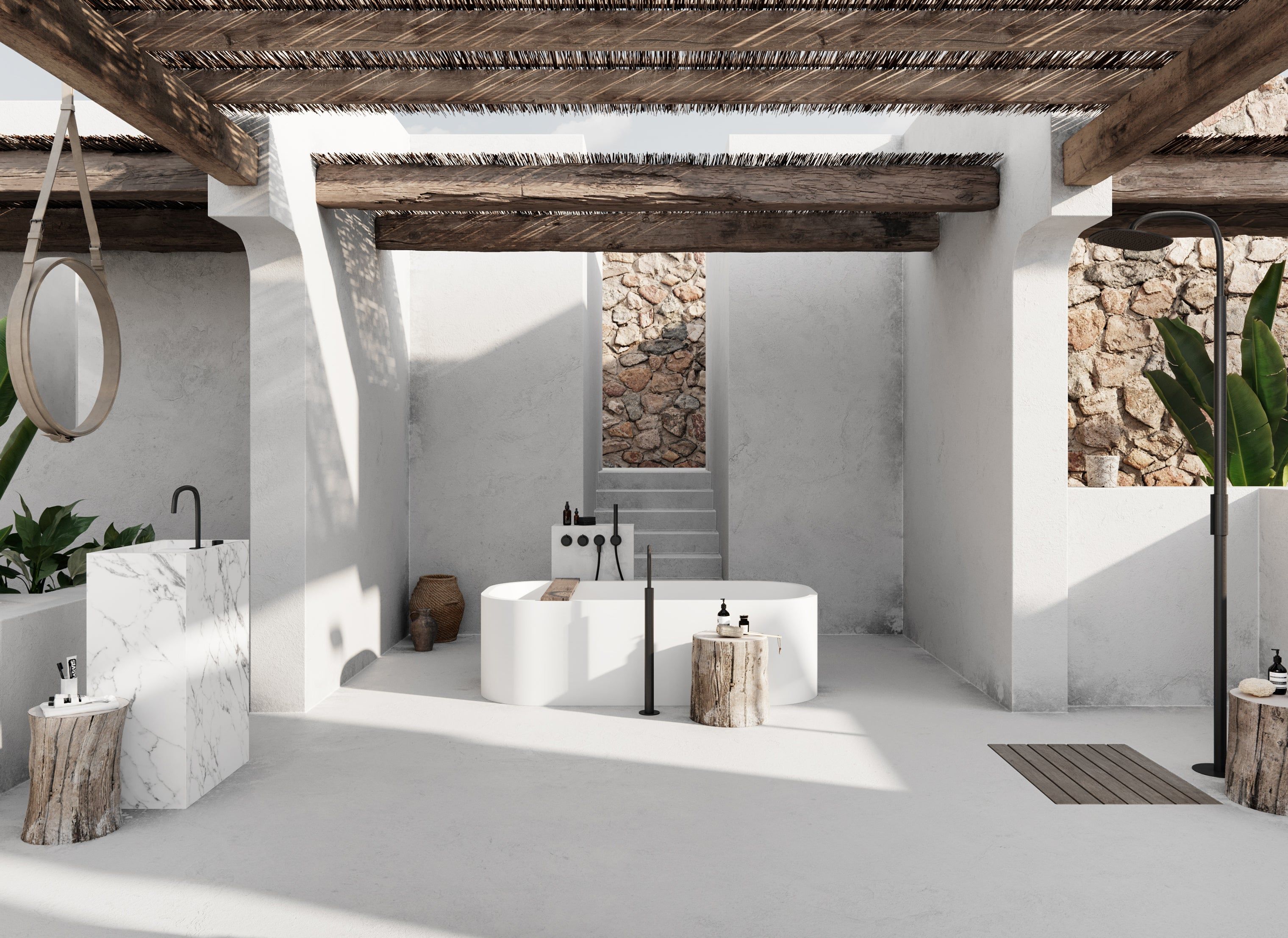 Овальная ванна в центре комнаты в твердой поверхности COCOON Piet Boon ARCH-00144532 - Вид №6