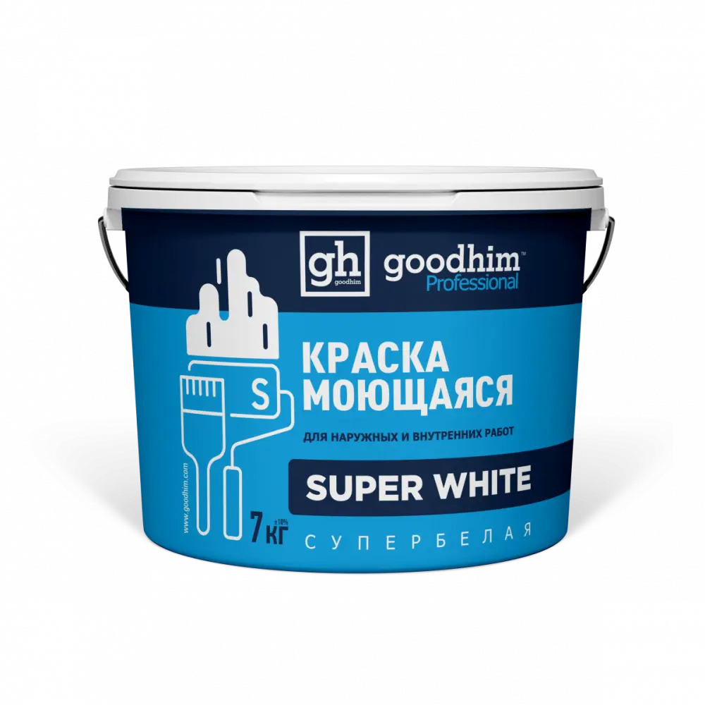 90324022 Краска акриловая GOODHIM S стандарт 89311 цвет белый 7 л STLM-0184450