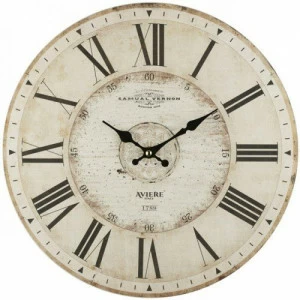 Часы настенные деревянные 35 см бежевые с черным Aviere AVIERE  00-3872819 Бежевый;черный