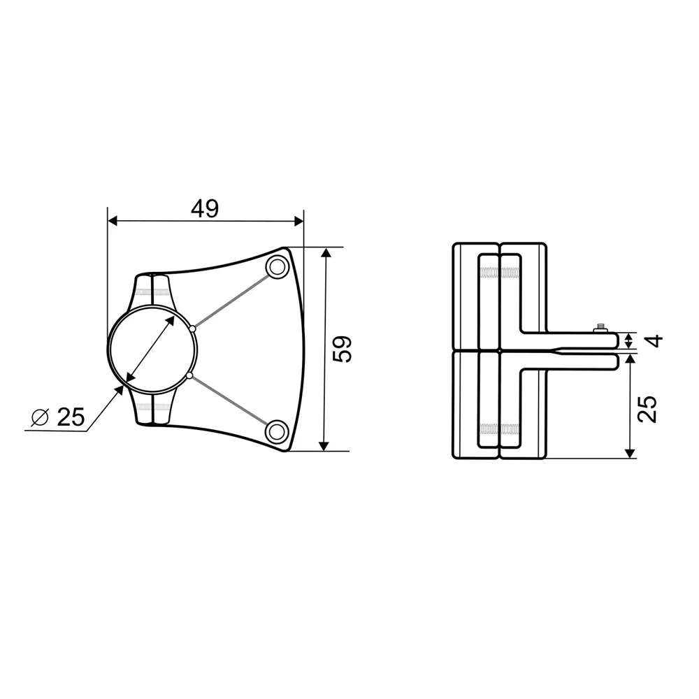 Держатель панели ⌀25 односторонний черный PALLADIUM STLM-2028378 - Вид №3
