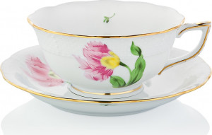 1051717 Herend Чашка чайная с блюдцем 180мл "Китти" (розовая) Фарфор, Керамика