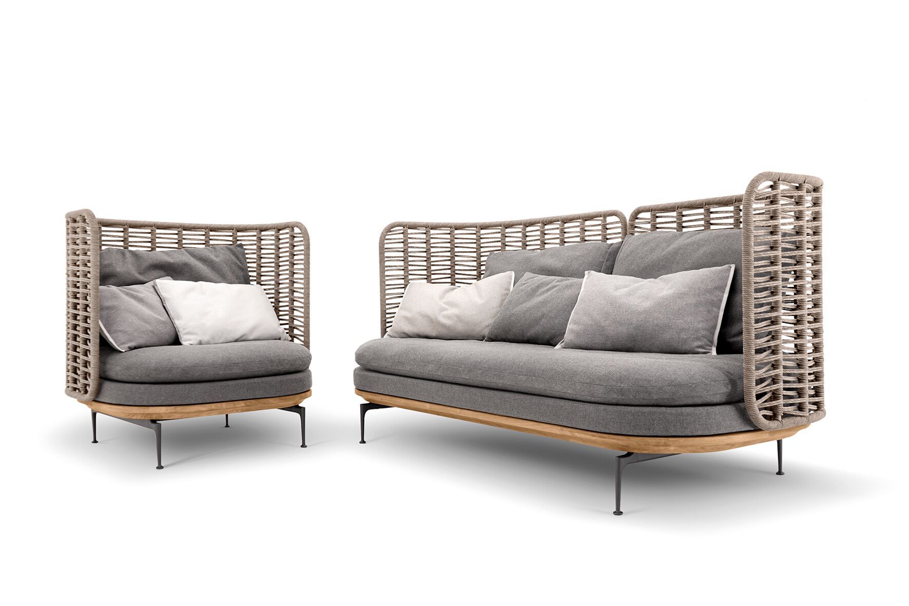 Плетеное и тканевое садовое кресло с высокой спинкой Gloster ARCH-00011445