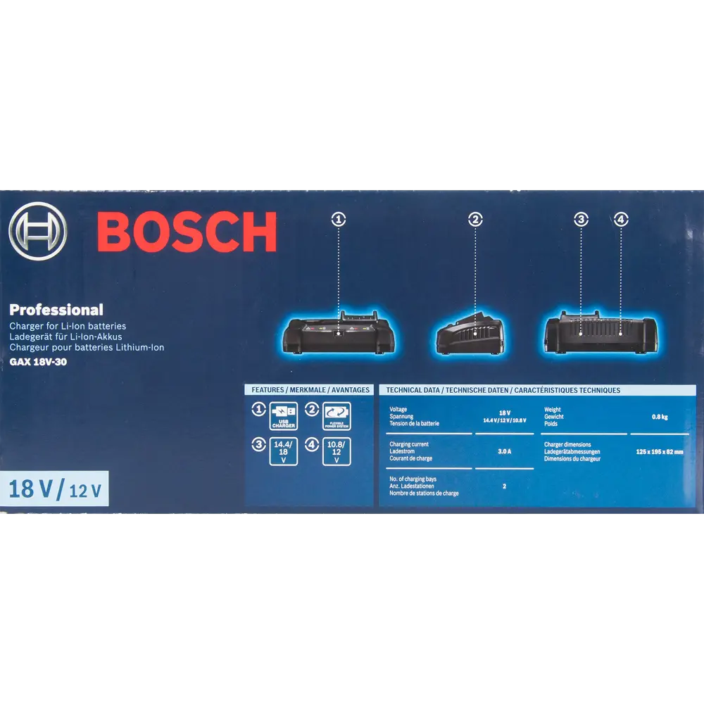 Зарядное устройство Bosch GAX 18V-30, 1600A011A9 BOSCH PROFESSIONAL STLM-2209024 - Вид №3