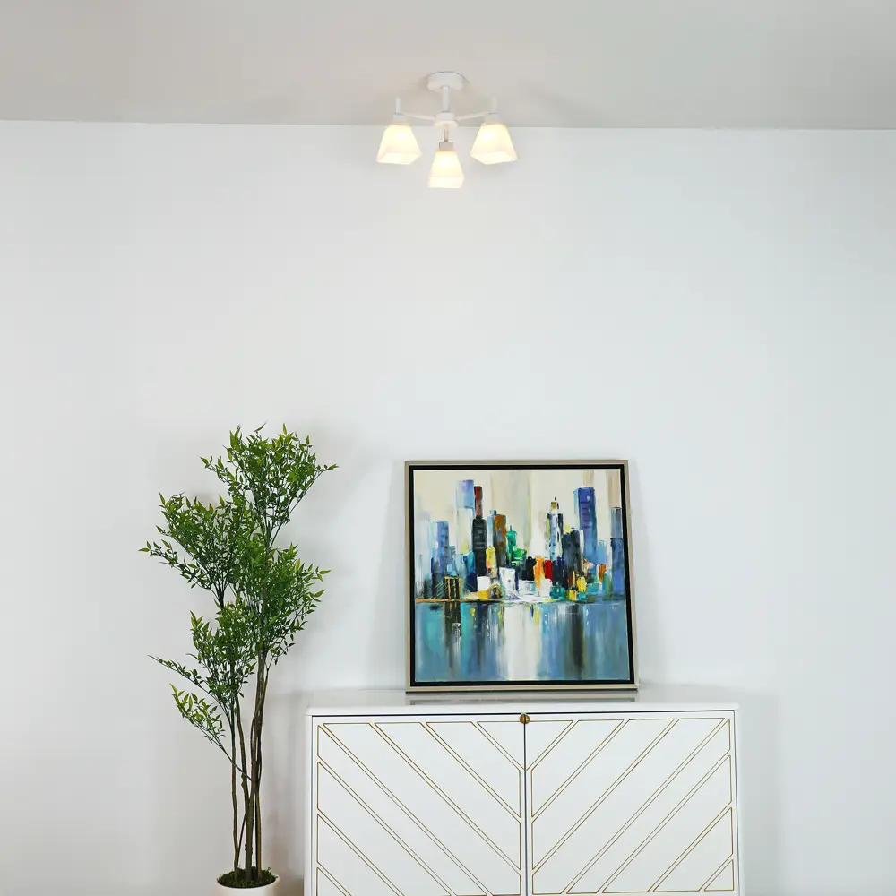 Люстра на штанге Cello 3 лампы 12 м² цвет белый SCHAFFNER STLM-2196106 - Вид №10