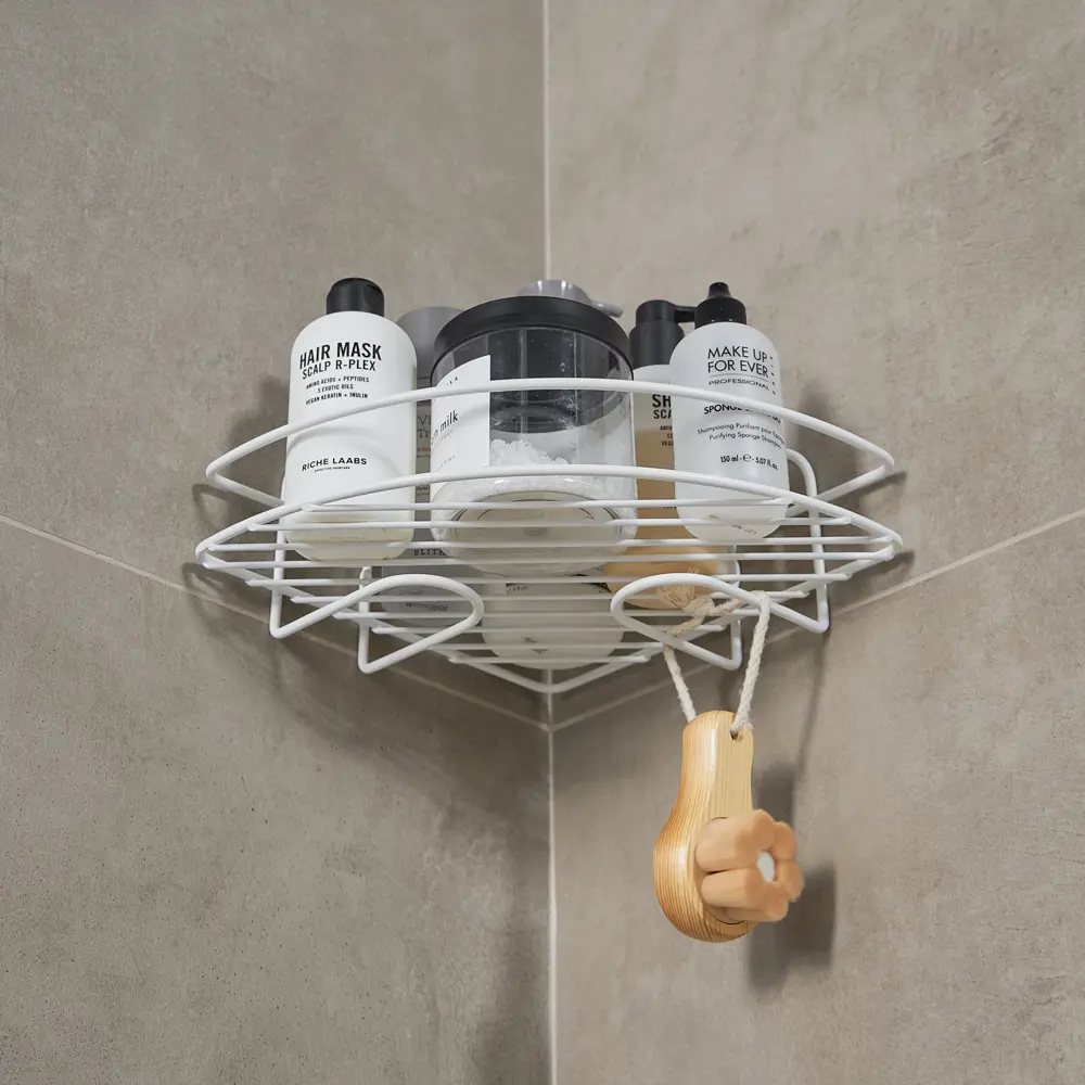 Полка для душа ЧМЗ Лидер 501-004-11 угловая 1 ярус цвет белый STLM-2057982 - Вид №3