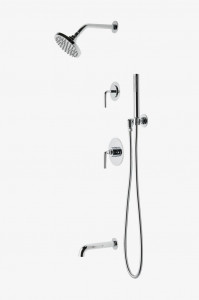 FLSP18 Комплект для душа Flyte с балансировкой давления с 6-дюймовой лейкой для дождя, ручным душем, изливом ванны и рукояткой с переключателем Waterworks