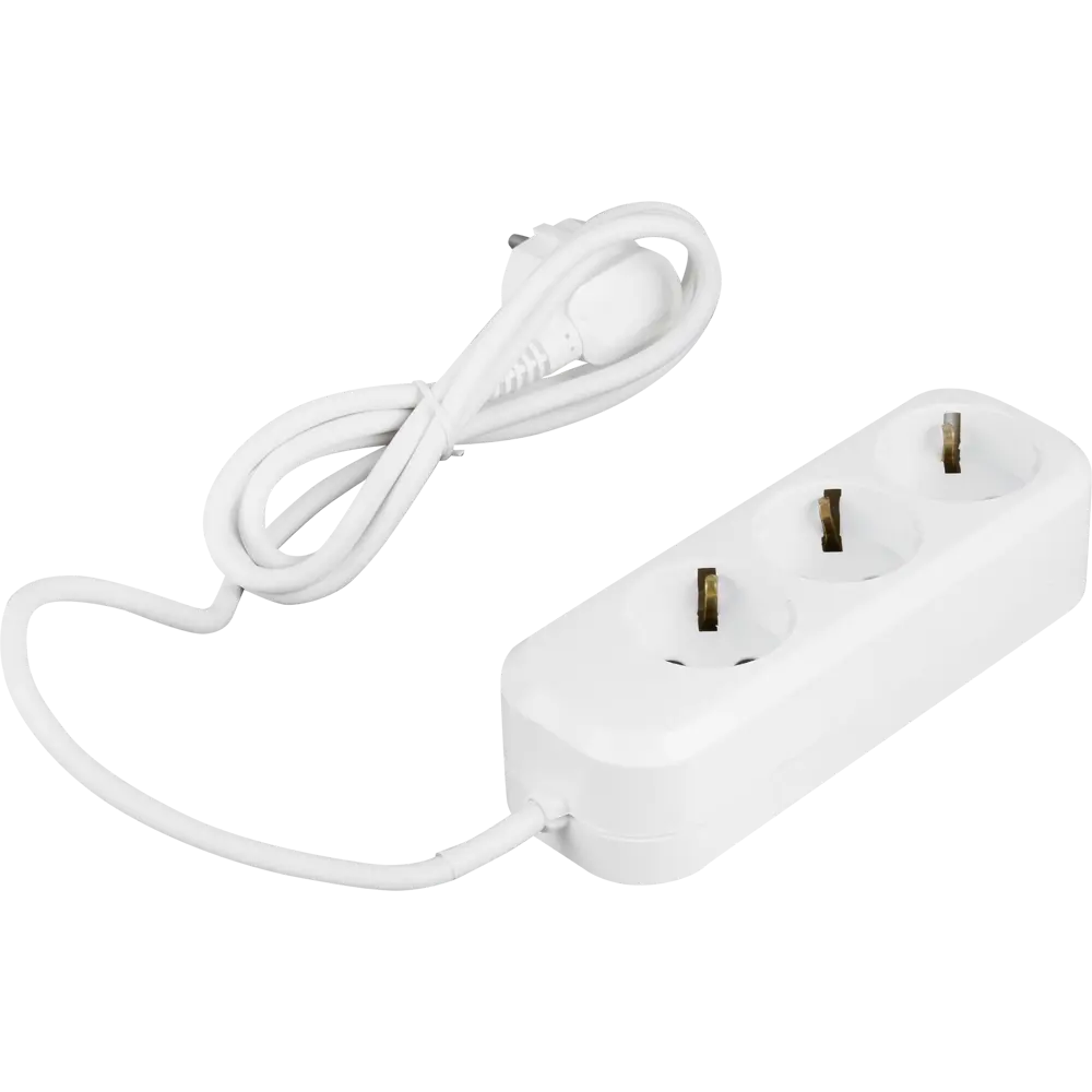 Удлинитель с заземлением для маломощной техники 3 розетки 1.5 м цвет белый Santreyd STLM-2154385 - Вид №1