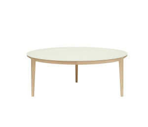 Круглый деревянный и стеклянный журнальный столик