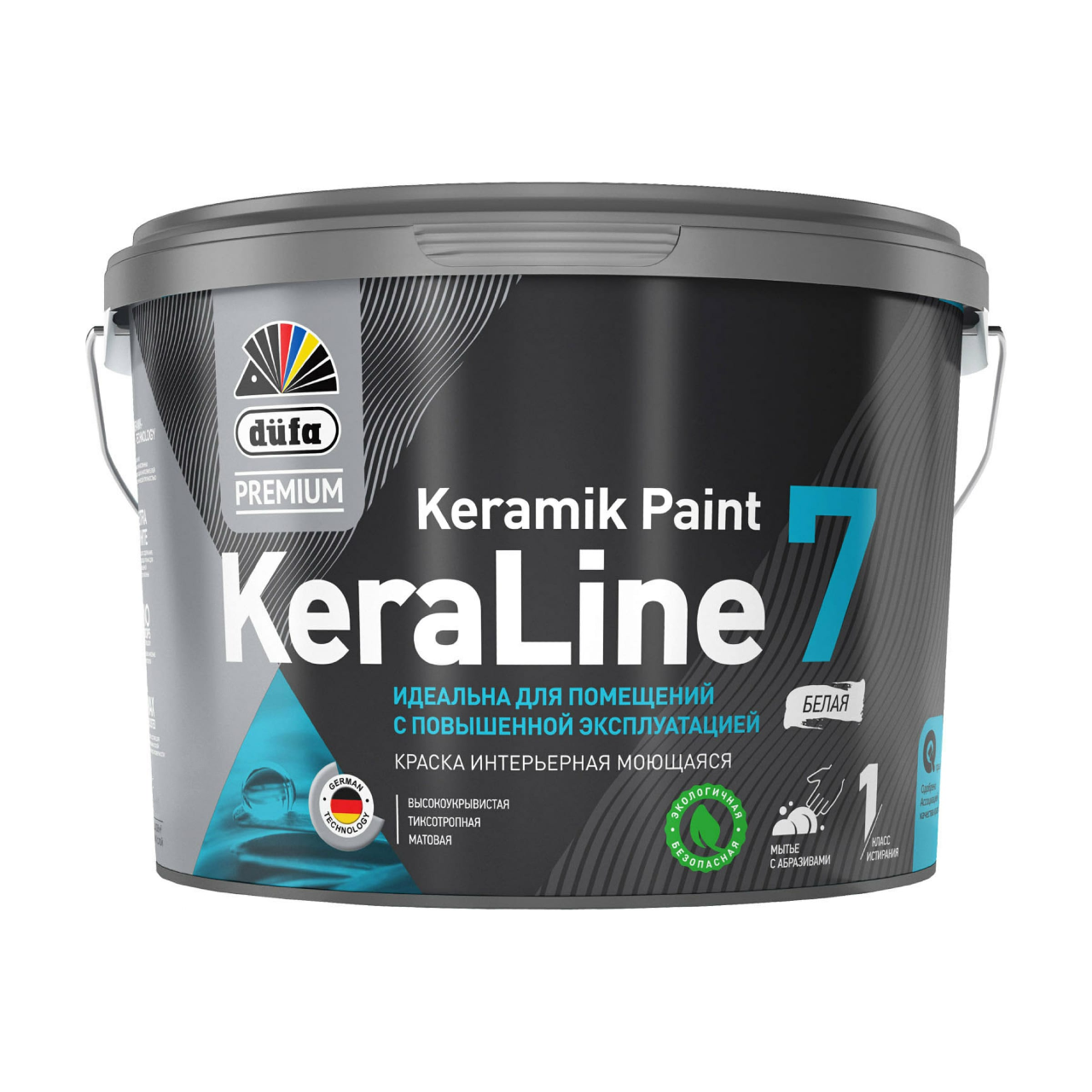 98278122 Краска для стен и потолков моющаяся Premium KeraLine Keramik Paint 7 база 1, матовая белая, 9 л. STLM-0617637 DUFA