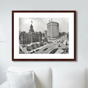 Картина черно-белая 80х100 см City Hall, Detroit, 1900г. КАРТИНЫ В КВАРТИРУ  00-3894701 Белый;черный