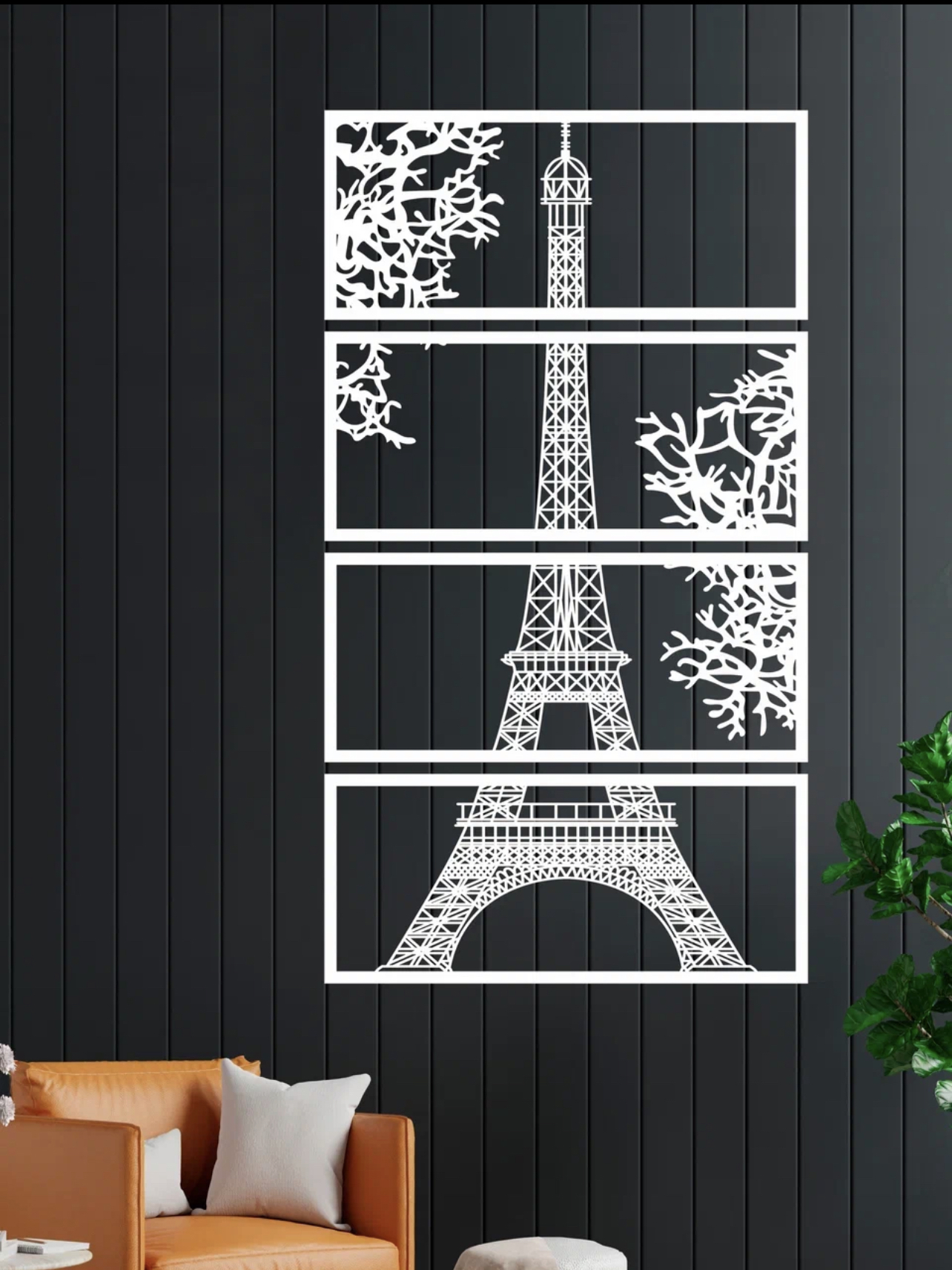 91017754 Декоративное деревянное панно большое "Париж" цвет белый STLM-0443170 ARTCORE