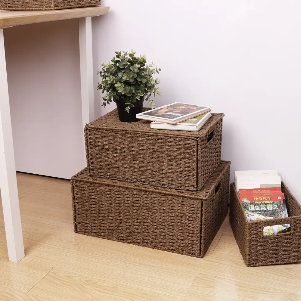 Корзина с крышкой Konsensa 38x28x18 см бумага цвет коричневый 89439469 STLM-2139474  - Вид №4