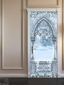 90225081 Наклейка интерьерная на дверь "Окно в царство снежной королевы" самоклеящаяся 80х200 см STLM-0138889 МЕЧТАТЕЛЬ ДИЗАЙН