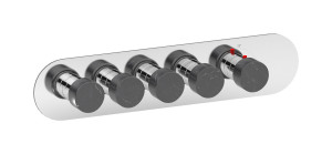 EUA422ONNMR_2 Комплект наружных частей термостата на 4 потребителей - горизонтальная овальная панель с ручками Marmo IB Aqua - 4 потребителя