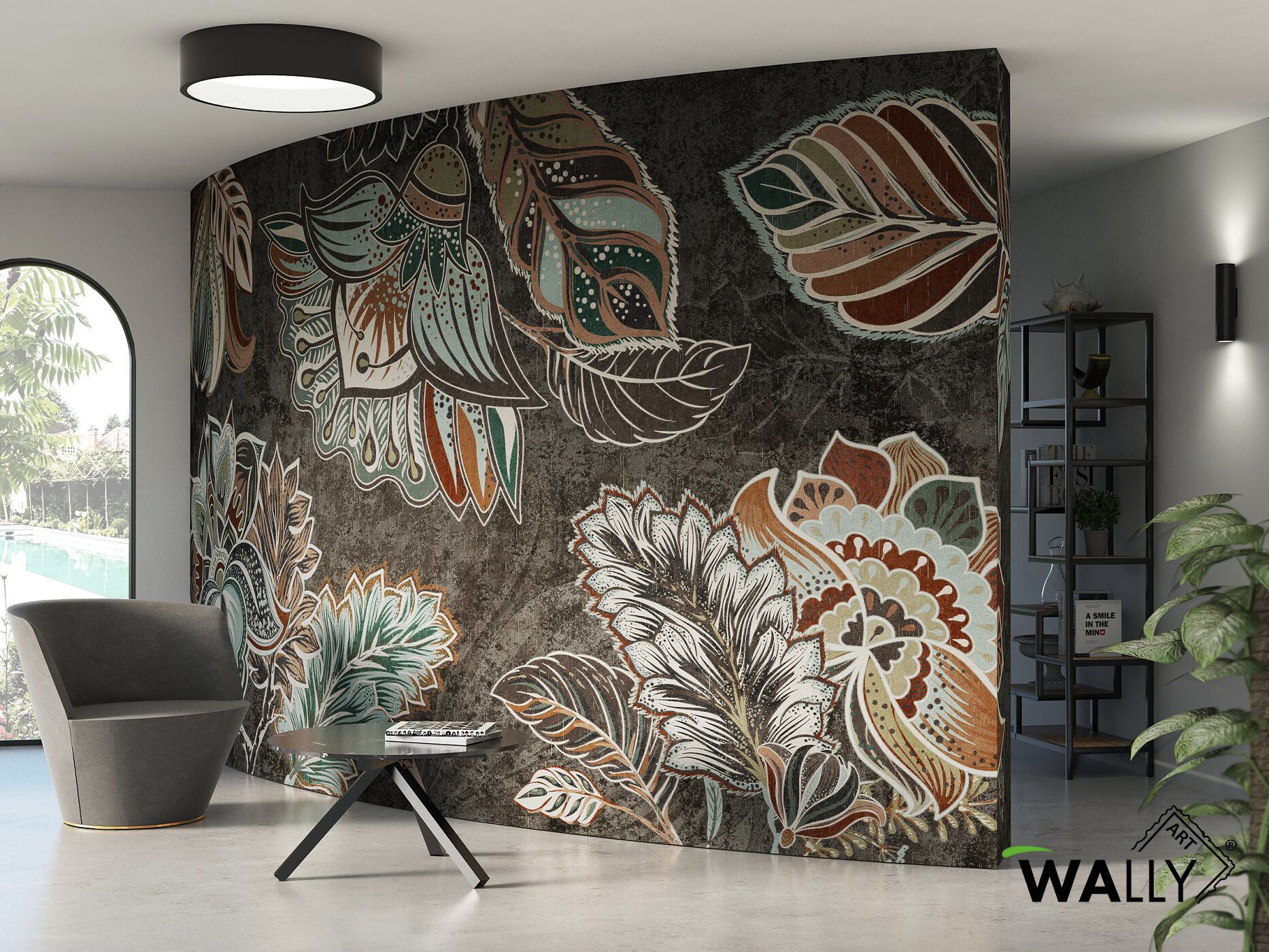 Моющиеся нетканые обои с цветочным рисунком WALLYART Lacollection ARCH-00100688