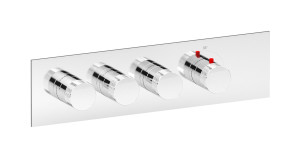 EUA321SSNID1 Комплект наружных частей термостата на 3 потребителей - горизонтальная прямоугольная панель с ручками Industria IB Aqua - 3 потребителя