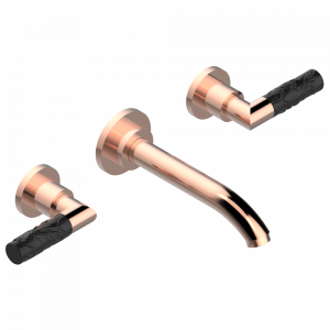 A33-40GB Внешняя часть смесителя встраиваемого в стену для раковины на три отверстия с изливом ГОЛИАФ Thg-paris Bambou с чёрным хрусталём Blush PVD