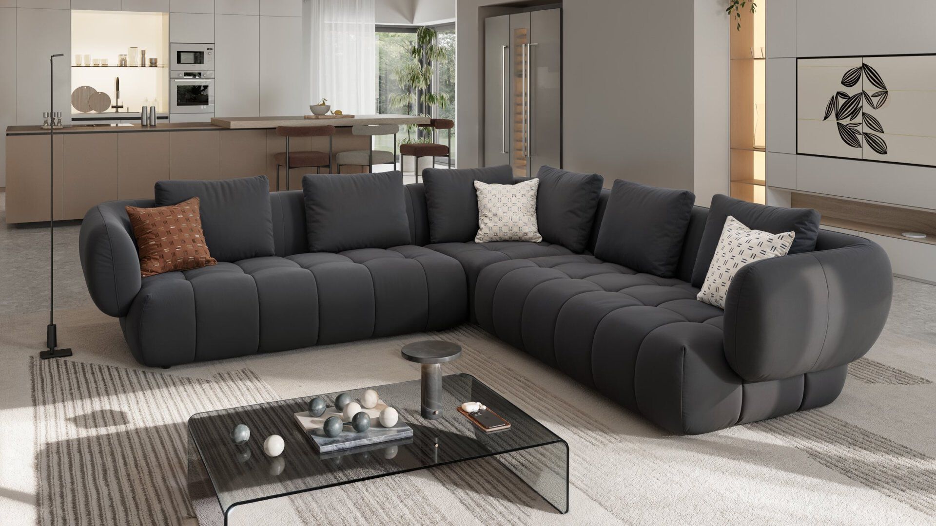 Угловой диван из ткани Sofanella море ARCH-00116504 - Вид №3