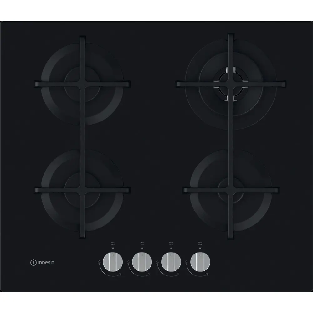 Варочная панель газовая Indesit ING 62T/BK 4 конфорки 58x52 см цвет чёрный STLM-2129452 - Вид №1