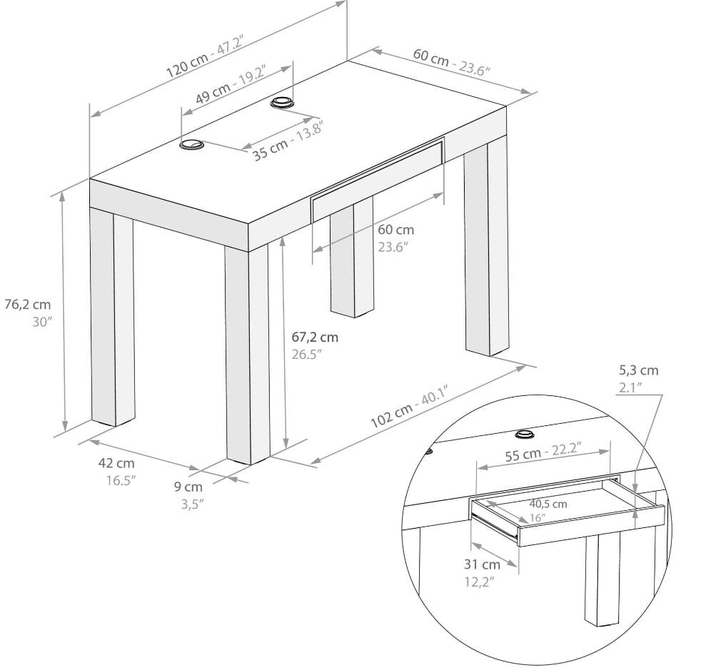 Прямоугольный меламинированный стол с выдвижным ящиком Mobili Fiver First ARCH-00071323 - Вид №19