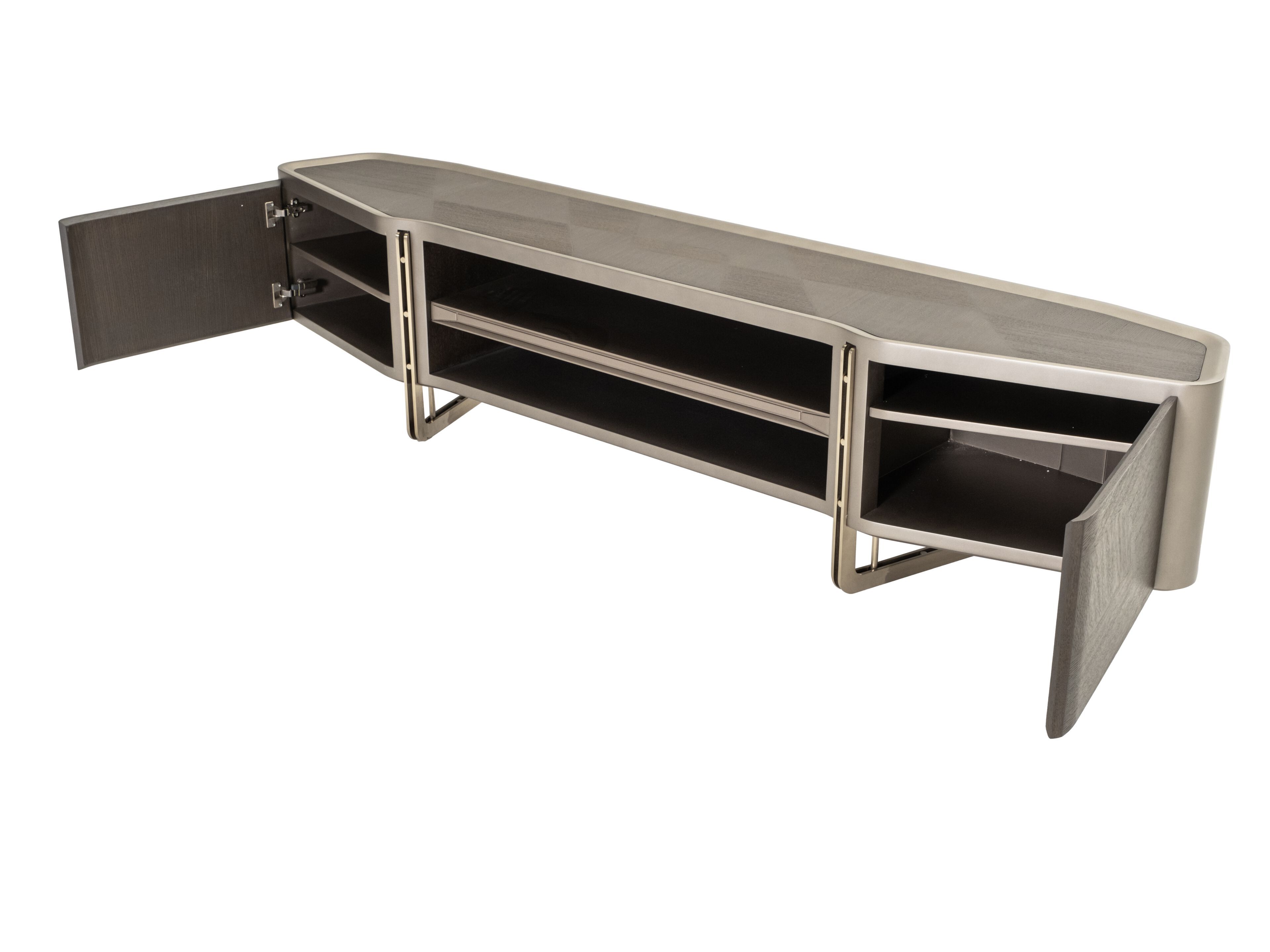 Низкий шкаф для телевизора с распашными дверцами Zebrano Athena ARCH-00084919 - Вид №2