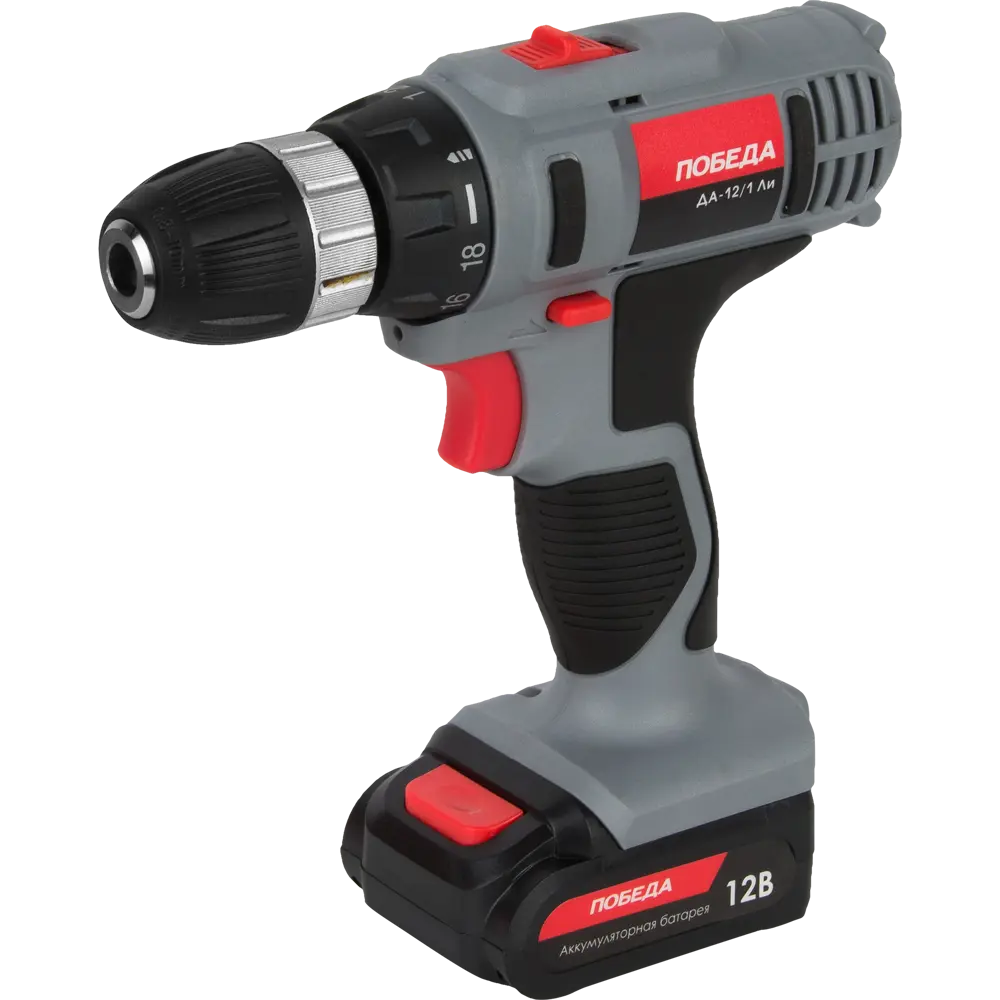 Дрель-шуруповерт аккумуляторная Победа ДА-12/1ЛИ, 12В Li-ion 1.5 Ач STLM-2018461