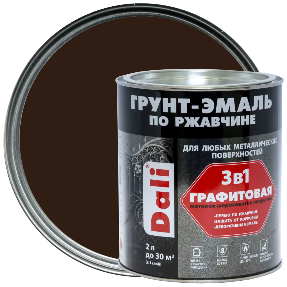 Грунт-эмаль по ржавчине 3 в 1 Dali графитовая цвет темная медь 2 л STLM-2141119