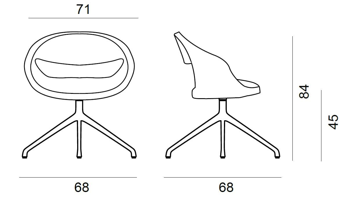 Поворотный стул из полипропилена на алюминиевом насесте BBB BABA ARCH-00041064 - Вид №1
