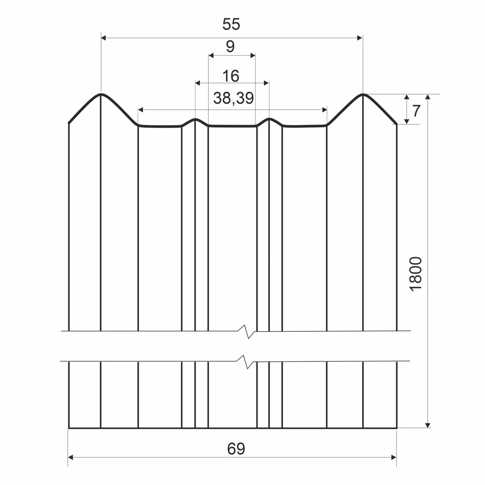 Штакетник-М 69мм 1.8 м двухсторонний зеленый Santreyd STLM-2186422 - Вид №3