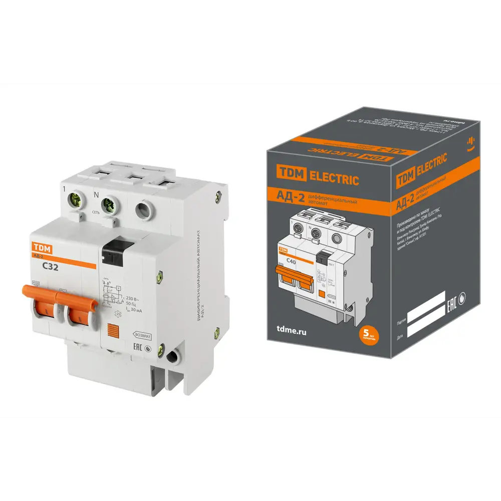 Дифференциальный автомат TDM Electric АД-2 с защитой от токов утечки 89347136 STLM-1106127