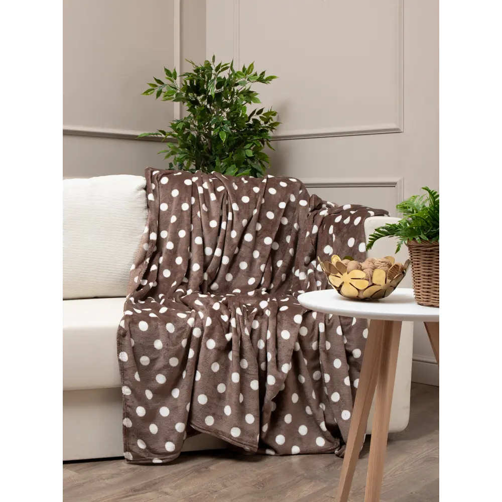 Плед Горох 150x200 см фланель цвет коричневый TEXREPUBLIC Печатный STLM-2078542 - Вид №5