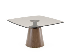 Квадратный обеденный стол из дерева и стекла