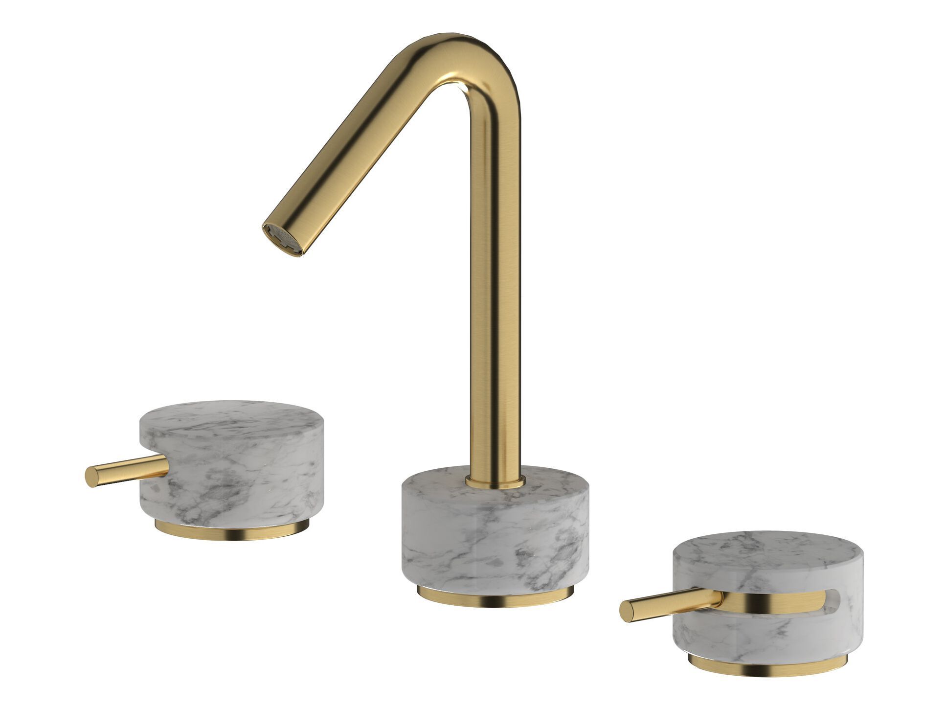 Смеситель для раковины с 3 отверстиями для мраморной столешницы с автоматическим сливом IB мрамор + мрамор Elle ARCH-00040657