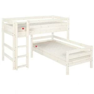Кровать Flexa Classic двуспальная модульная с прямой лестницей, белая, 190 см