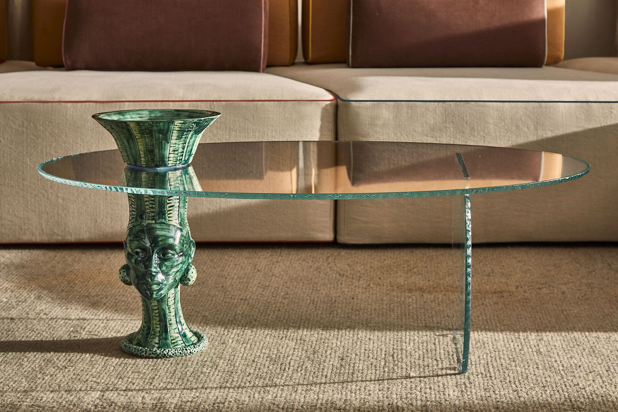 Овальный стеклянный журнальный столик с керамической вазой Paolo Nesi GRACE ARCH-00149877 - Вид №3