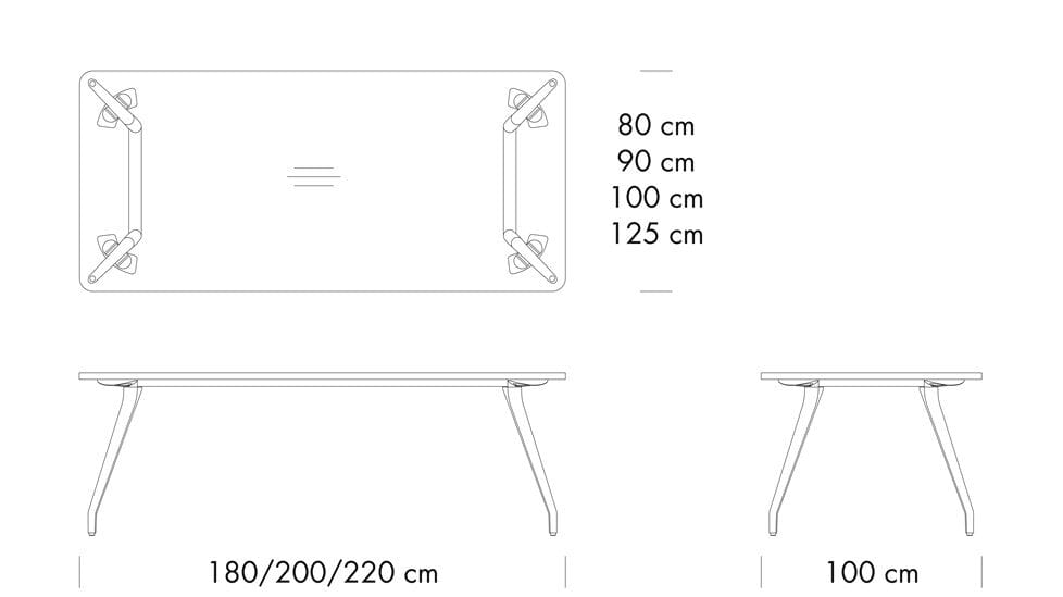 Прямоугольный стол из алюминия и дерева THONET 1750 ARCH-00143681 - Вид №2