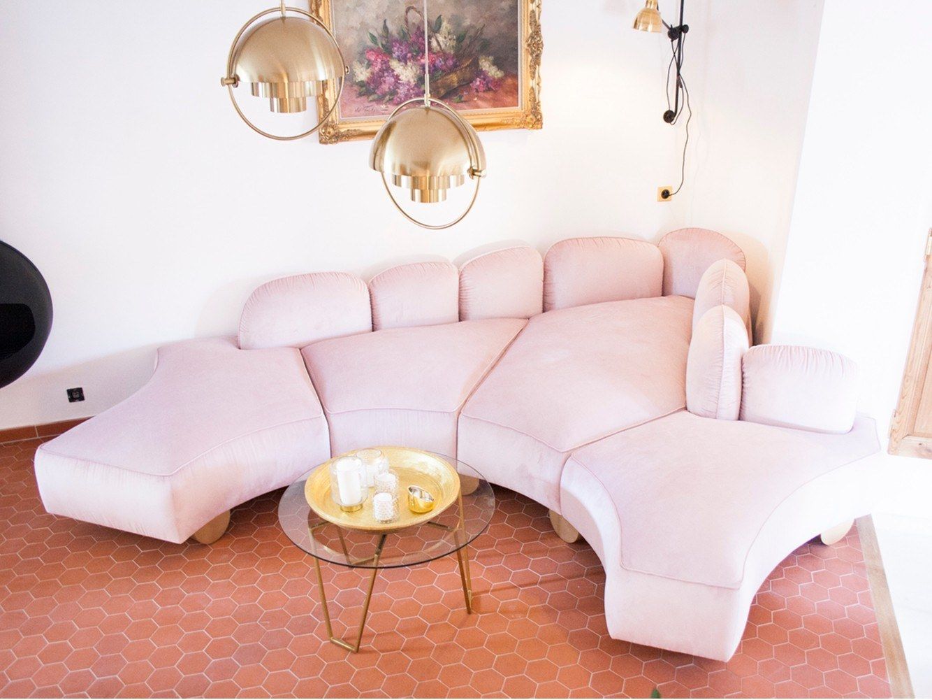 Бархатный изогнутый диван CREARTE COLLECTIONS Lab Cotignac ARCH-00088287 - Вид №2