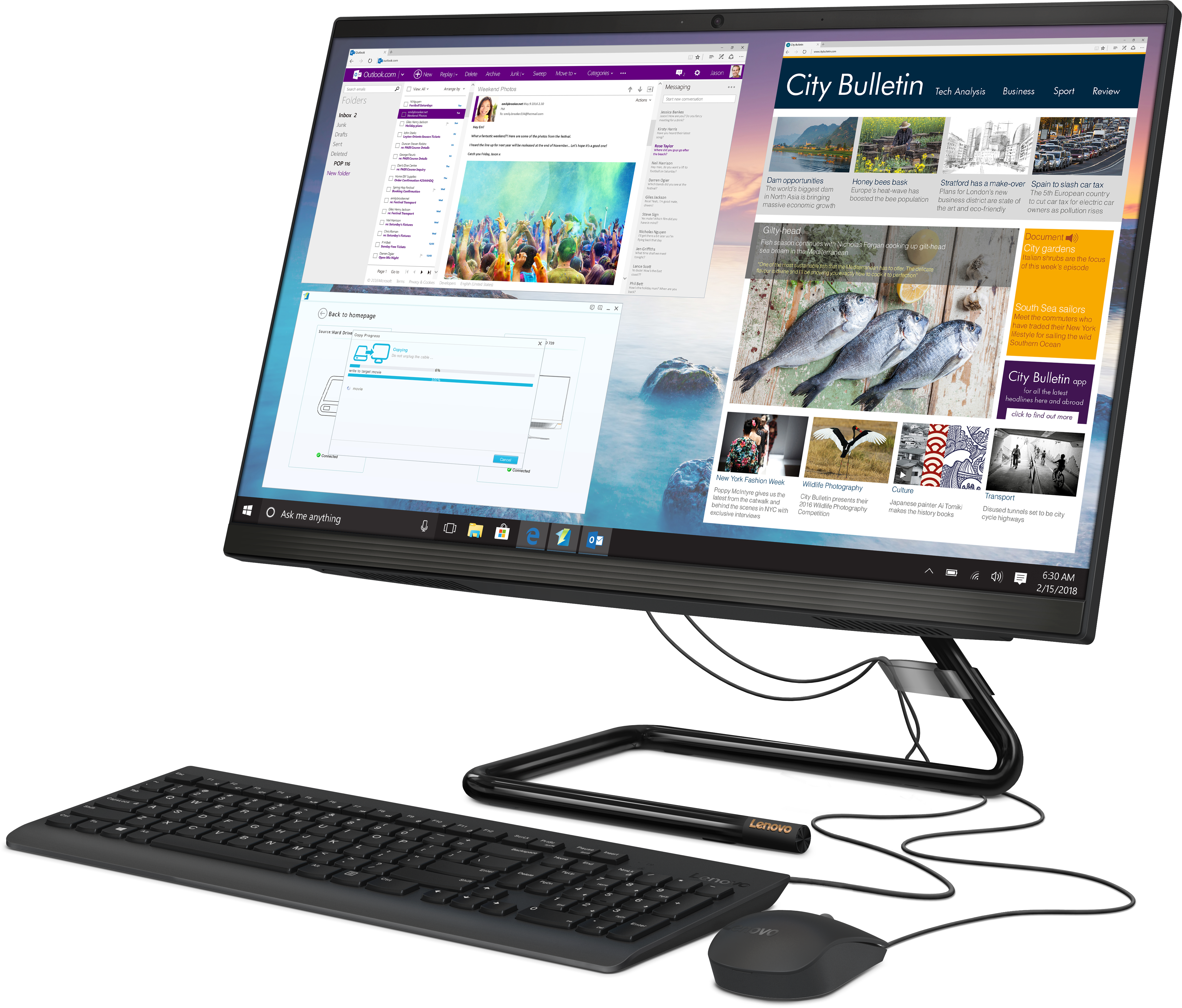 F0EW002ARK ideacentre aio 3 24are05 23.8"(1920x1080)/amd ryzen 3 4300u(2.7ghz)/4096mb/1000+128ssdgb/dvdrw/int:amd radeon/bt/wifi/war 1y/6kg/black/w10 + keyboard, mouse usb Lenovo Santreyd  - Вид №11