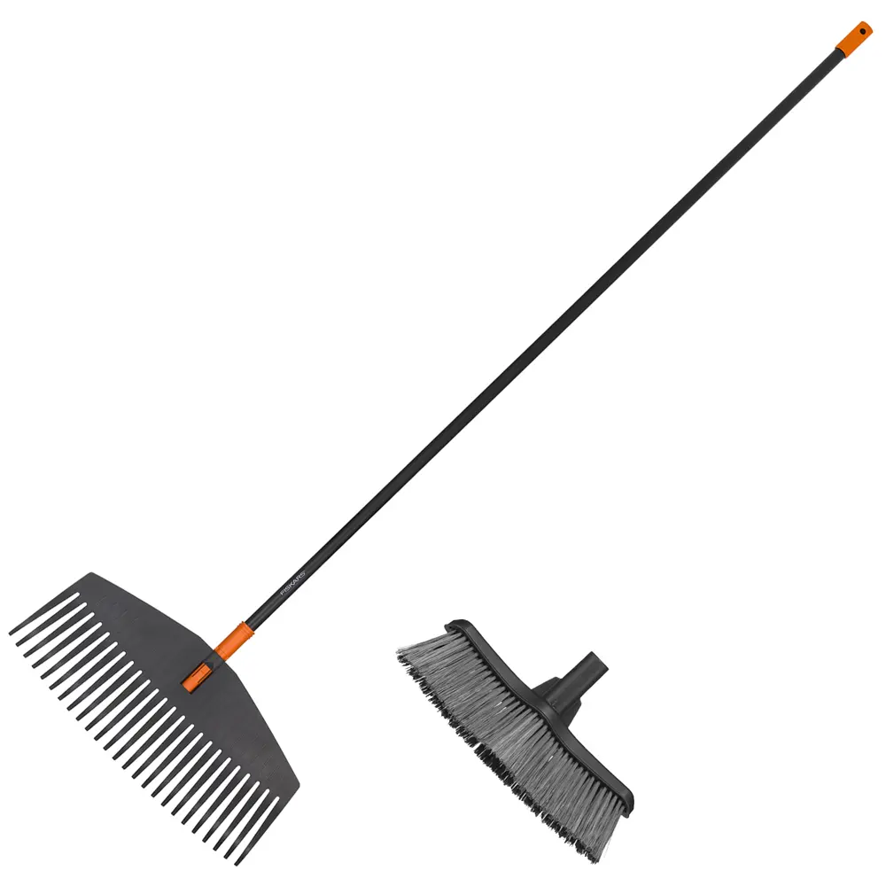 Набор Fiskars Solid грабли веерные 25 зубьев, метла для уборки STLM-2068937