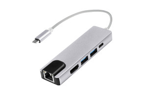 17588964 Хаб USB Type-C 3.1 - 2хUSB А 3.0/HDMI/USB Type-C зарядка/RJ45, 310100 Atom Evolution